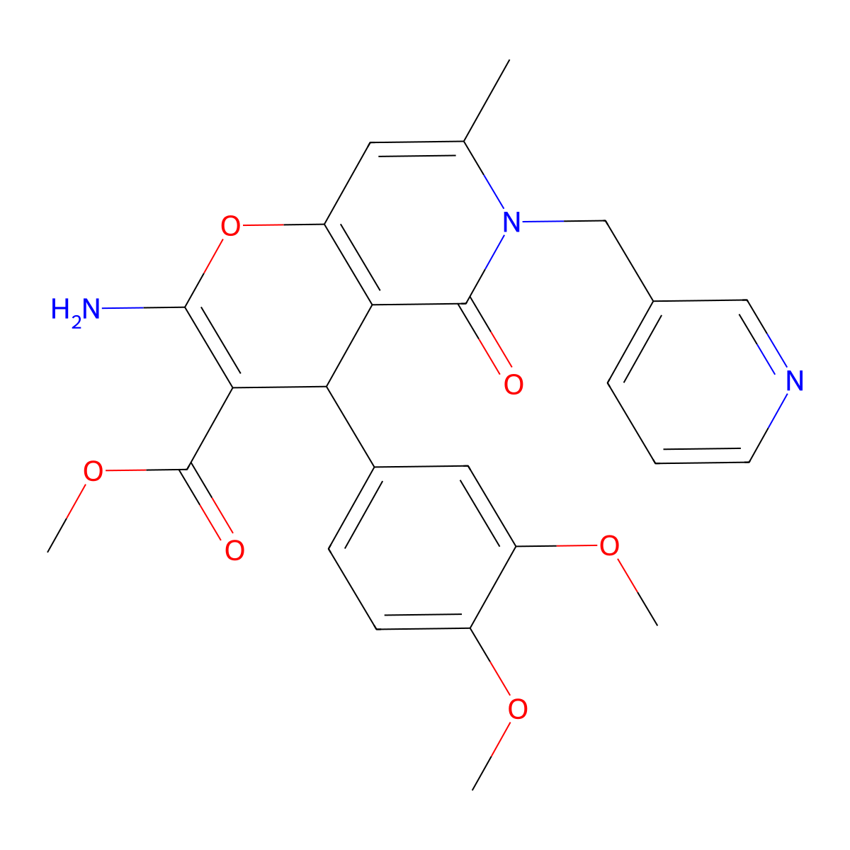 methyl 2-amino-4-(3,4-dimethoxyphenyl)-7-methyl-5-oxo-6-(pyridin-3-ylmethyl)-5,6-dihydro-4H-pyrano[3,2-c]pyridine-3-carboxylate molecular structure, CAS 612049-24-8