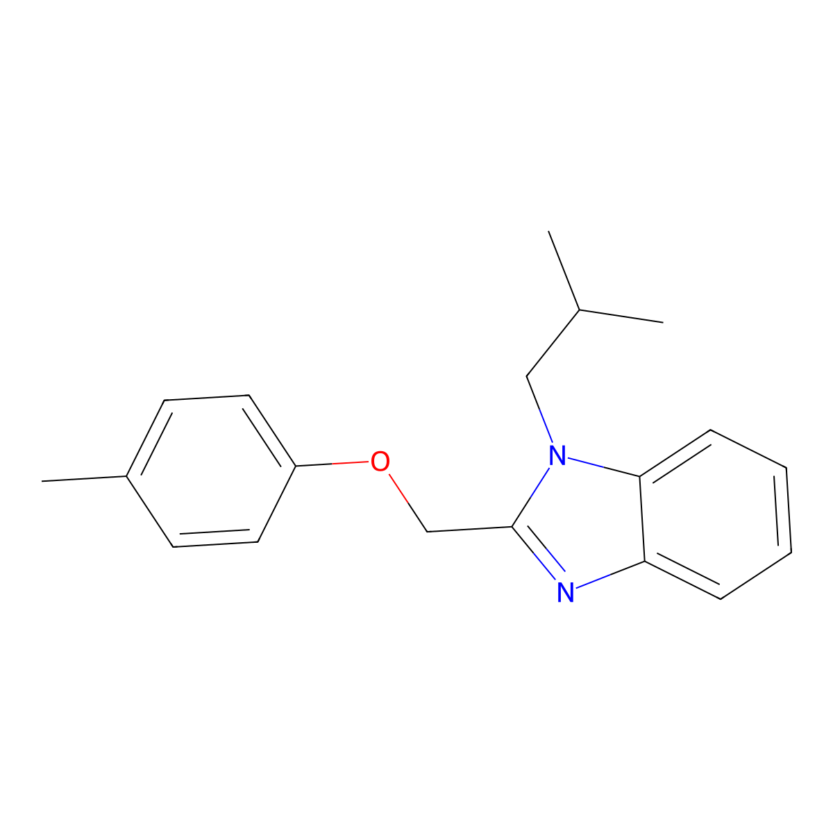 1-isobutyl-2-((p-tolyloxy)methyl)-1H-benzo[d]imidazole molecular structure, CAS 612049-65-7