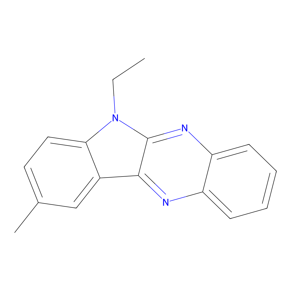 6-ethyl-9-methyl-6H-indolo[2,3-b]quinoxaline molecular structure, CAS 612051-54-4