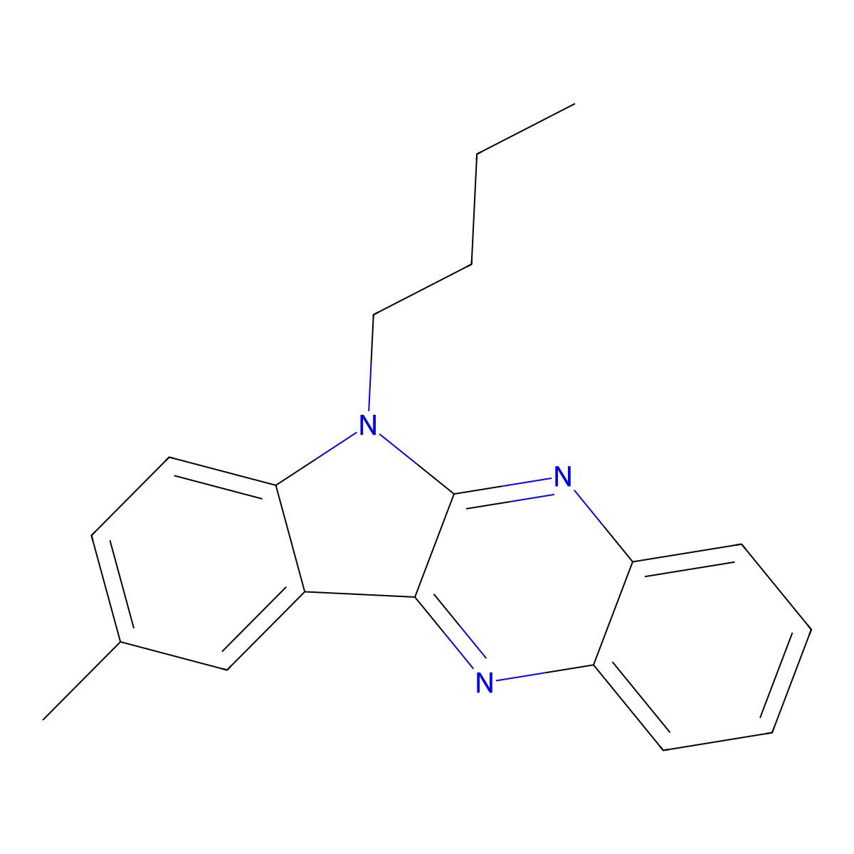 6-butyl-9-methyl-6H-indolo[2,3-b]quinoxaline molecular structure, CAS 612051-55-5