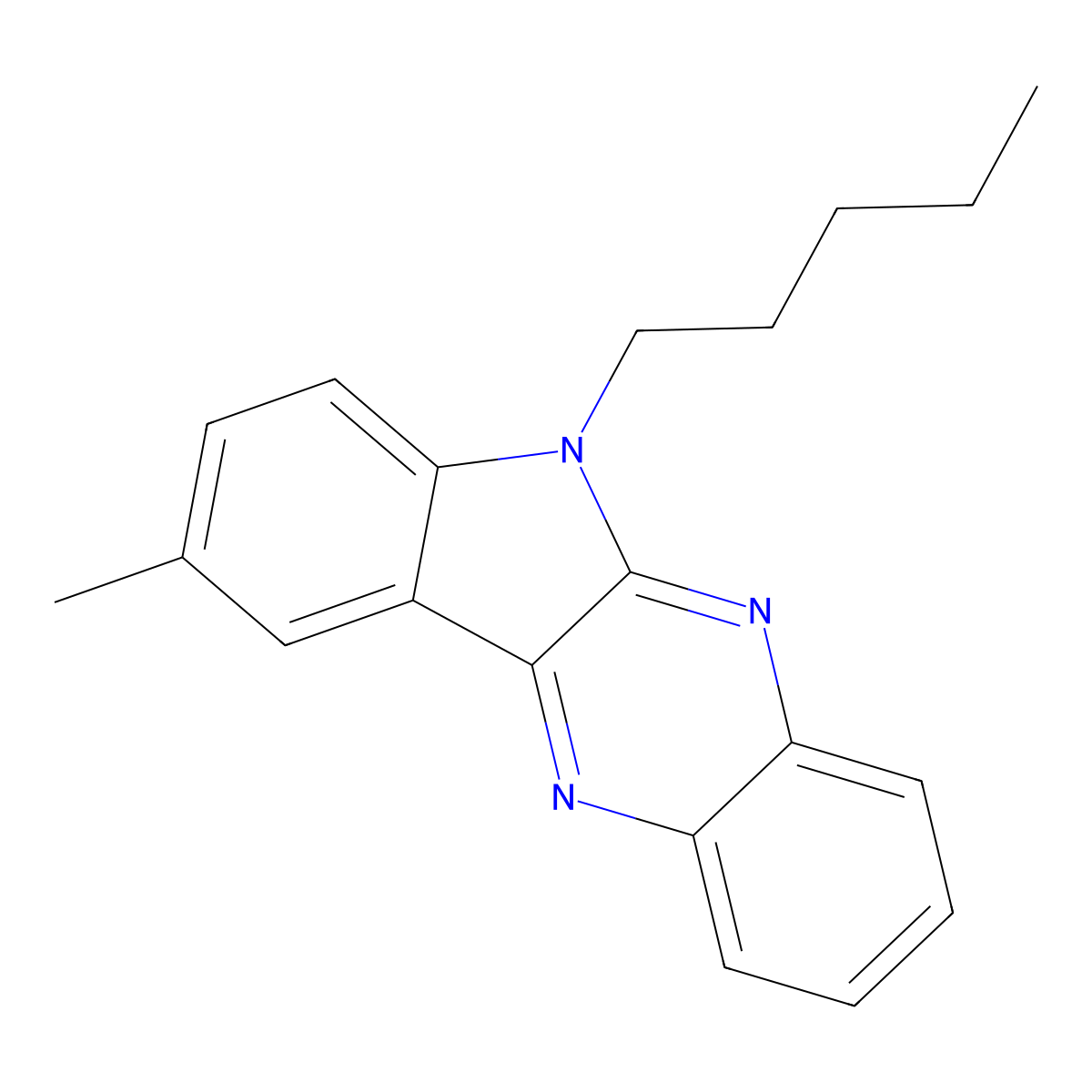 9-methyl-6-pentyl-6H-indolo[2,3-b]quinoxaline molecular structure, CAS 612051-56-6