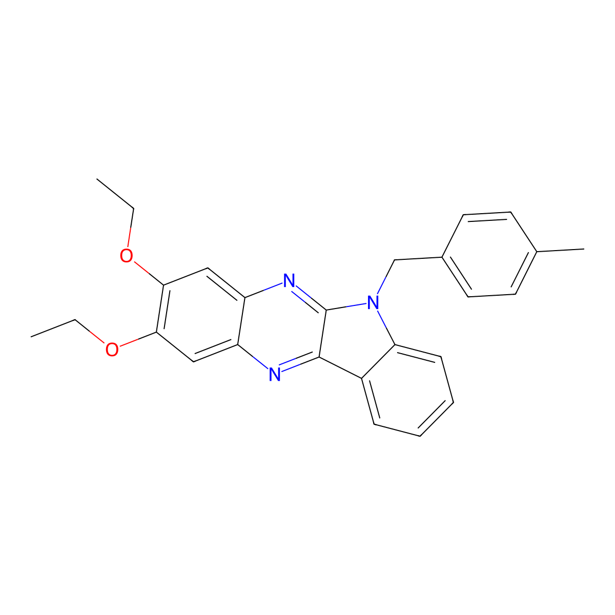 2,3-diethoxy-6-(4-methylbenzyl)-6H-indolo[2,3-b]quinoxaline molecular structure, CAS 612051-60-2