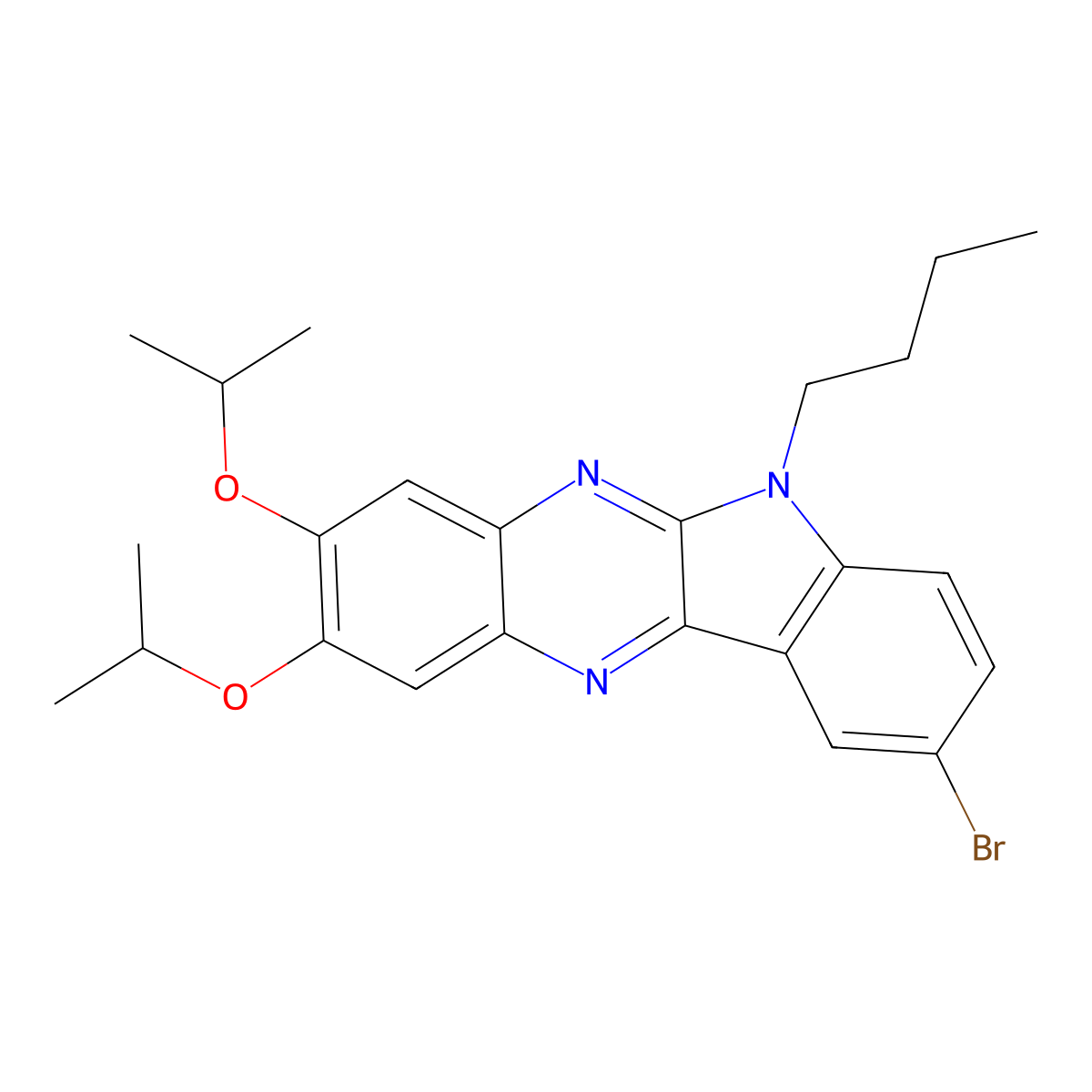 9-bromo-6-butyl-2,3-bis(propan-2-yloxy)-6H-indolo[2,3-b]quinoxaline molecular structure, CAS 612051-63-5