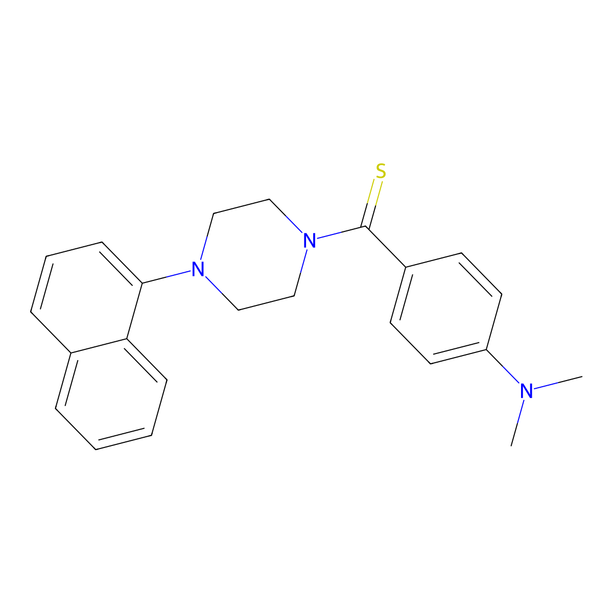(4-(Dimethylamino)phenyl)(4-(naphthalen-1-yl)piperazin-1-yl)methanethione molecular structure, CAS 612052-16-1