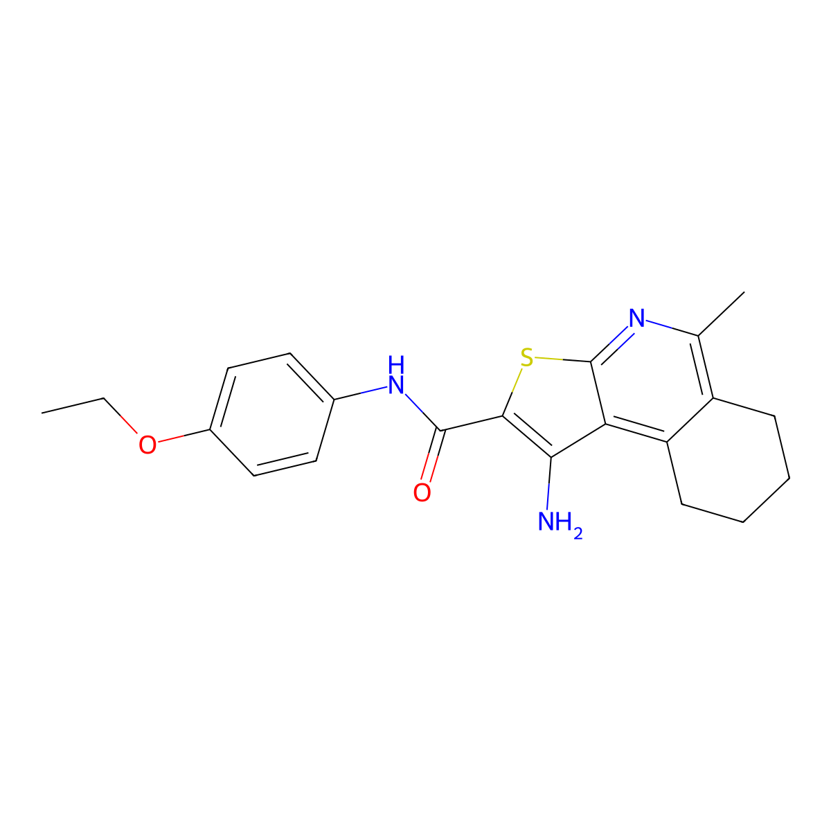 1-amino-N-(4-ethoxyphenyl)-5-methyl-6,7,8,9-tetrahydrothieno[2,3-c]isoquinoline-2-carboxamide molecular structure, CAS 612054-30-5