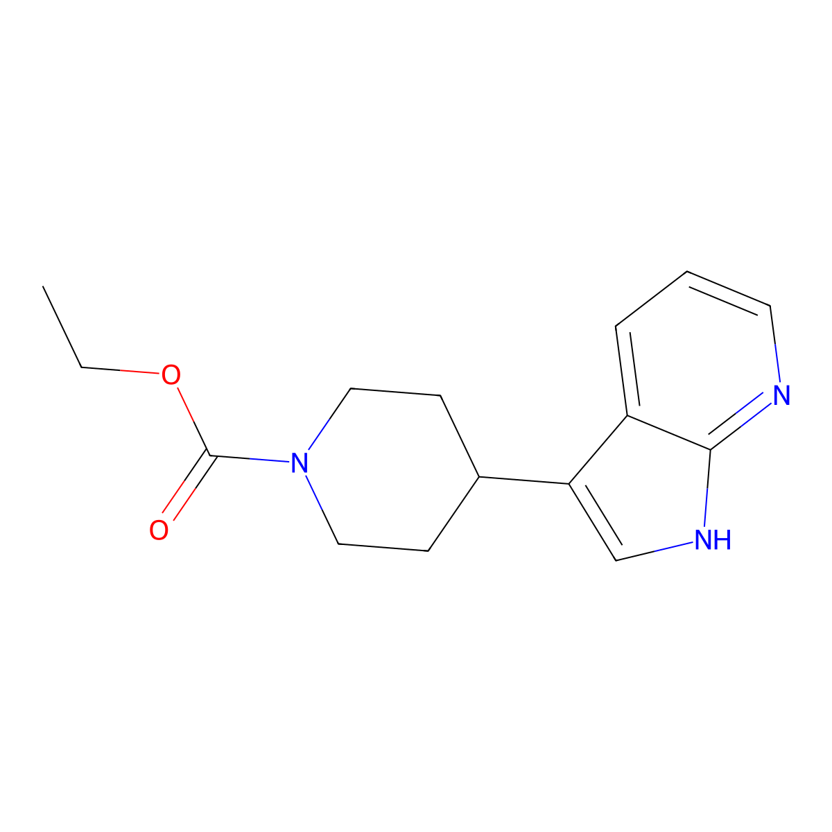 Ethyl 4-(1H-pyrrolo[2,3-b]pyridin-3-yl)piperidine-1-carboxylate molecular structure, CAS 612097-74-2