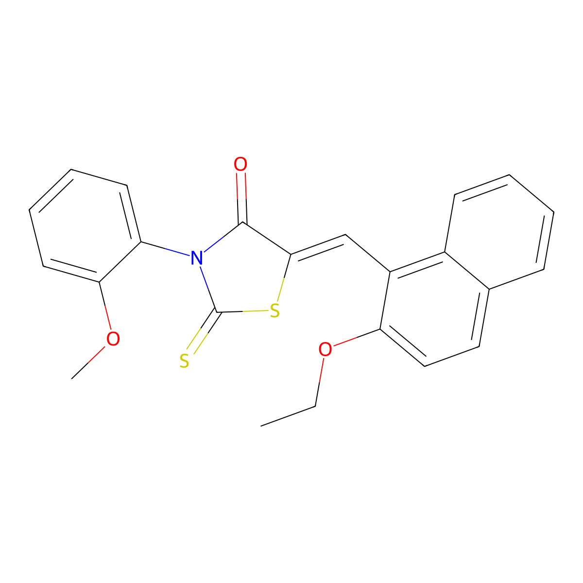5-[(2-Ethoxynaphthalen-1-yl)methylidene]-3-(2-methoxyphenyl)-2-sulfanylidene-1,3-thiazolidin-4-one molecular structure, CAS 6121-31-9