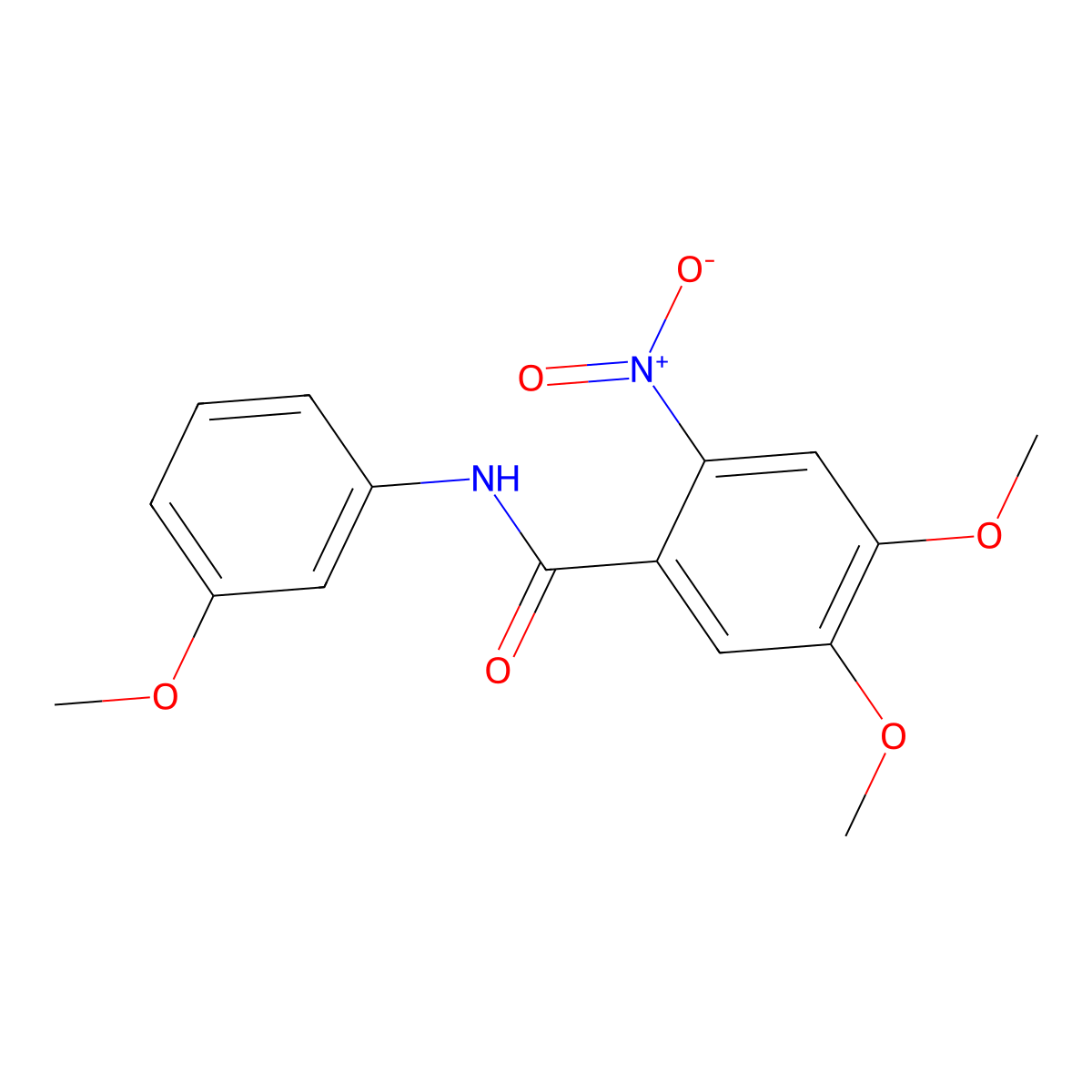 4,5-dimethoxy-N-(3-methoxyphenyl)-2-nitrobenzamide molecular structure, CAS 61212-67-7