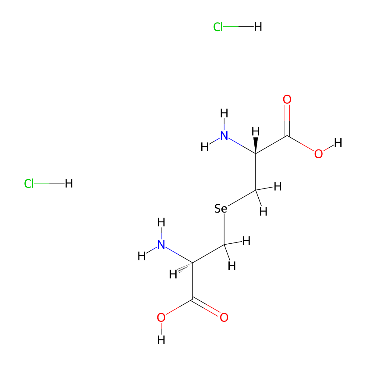 (2R)-2-amino-3-[(2R)-2-amino-2-carboxyethyl]selanylpropanoic acid;dihydrochloride molecular structure, CAS 61216-56-6