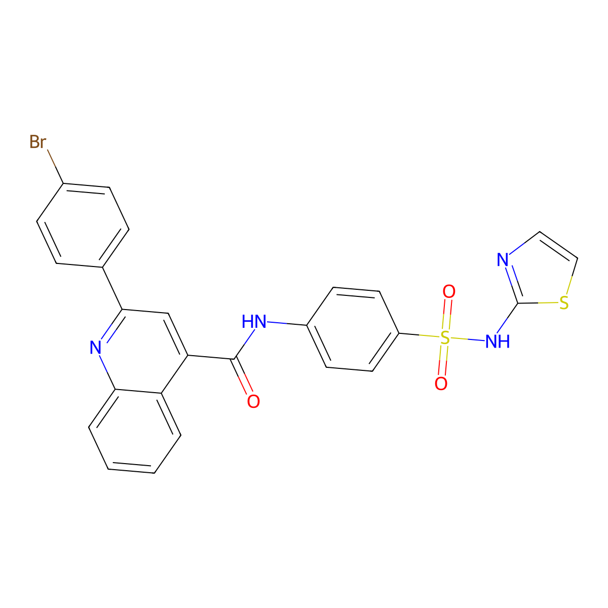 2-(4-bromophenyl)-N-[4-(1,3-thiazol-2-ylsulfamoyl)phenyl]quinoline-4-carboxamide molecular structure, CAS 6122-25-4