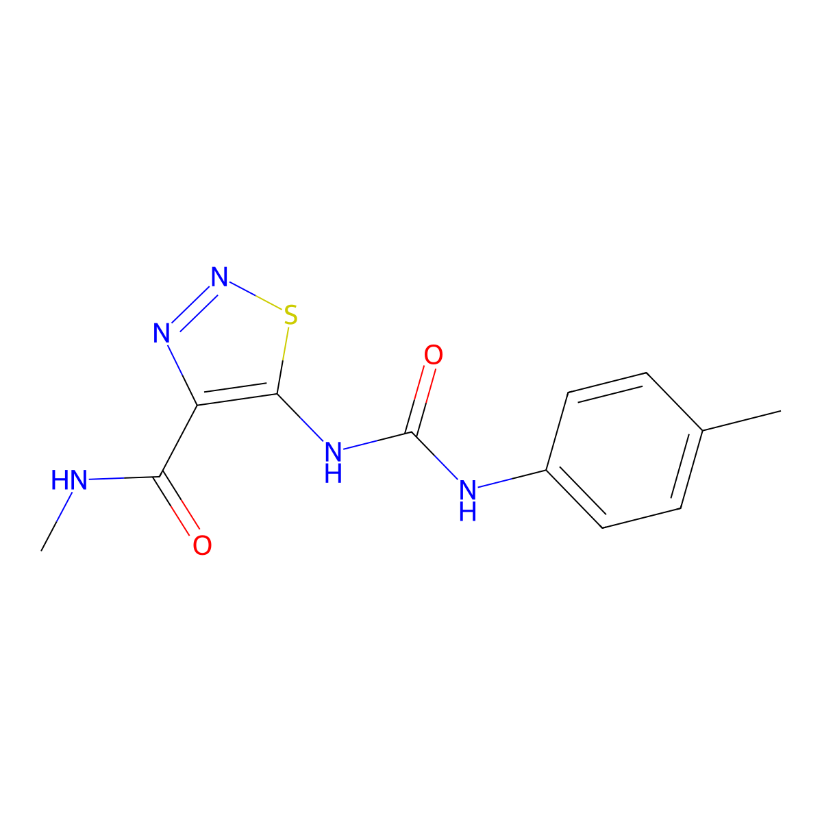 N-methyl-5-[(4-methylphenyl)carbamoylamino]thiadiazole-4-carboxamide molecular structure, CAS 6122-47-0