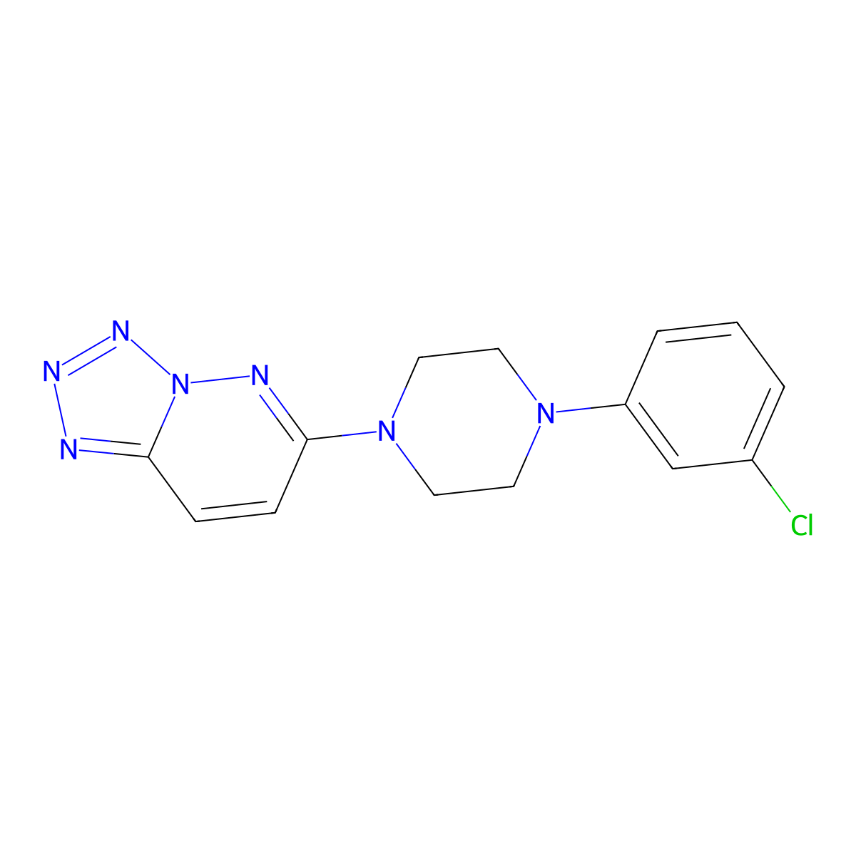 6-[4-(3-Chlorophenyl)piperazin-1-yl]tetrazolo[1,5-b]pyridazine molecular structure, CAS 6122-88-9