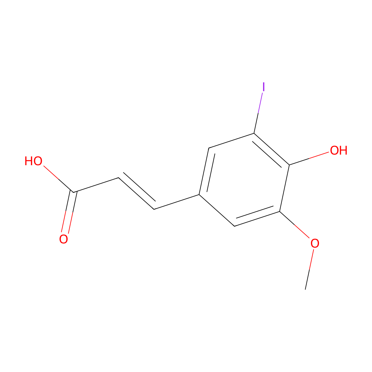 3-(4-Hydroxy-3-iodo-5-methoxyphenyl)prop-2-enoic acid molecular structure, CAS 61223-30-1