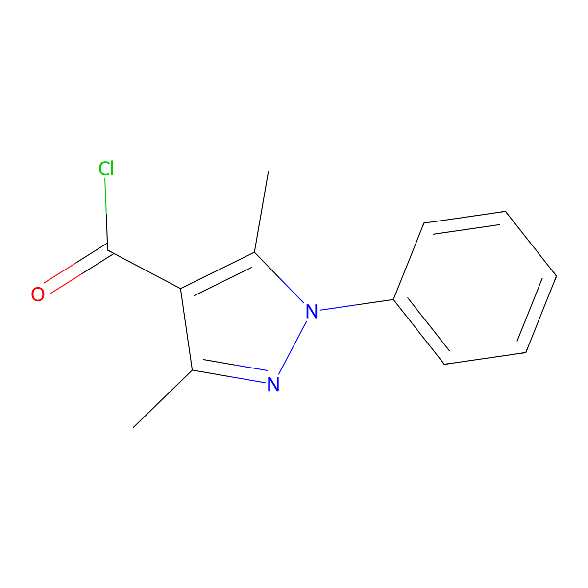 3,5-Dimethyl-1-phenyl-1H-pyrazole-4-carbonyl chloride molecular structure, CAS 61226-20-8