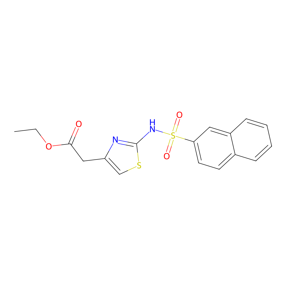 Ethyl {2-[(2-naphthylsulfonyl)amino]-1,3-thiazol-4-yl}acetate molecular structure, CAS 6123-30-4