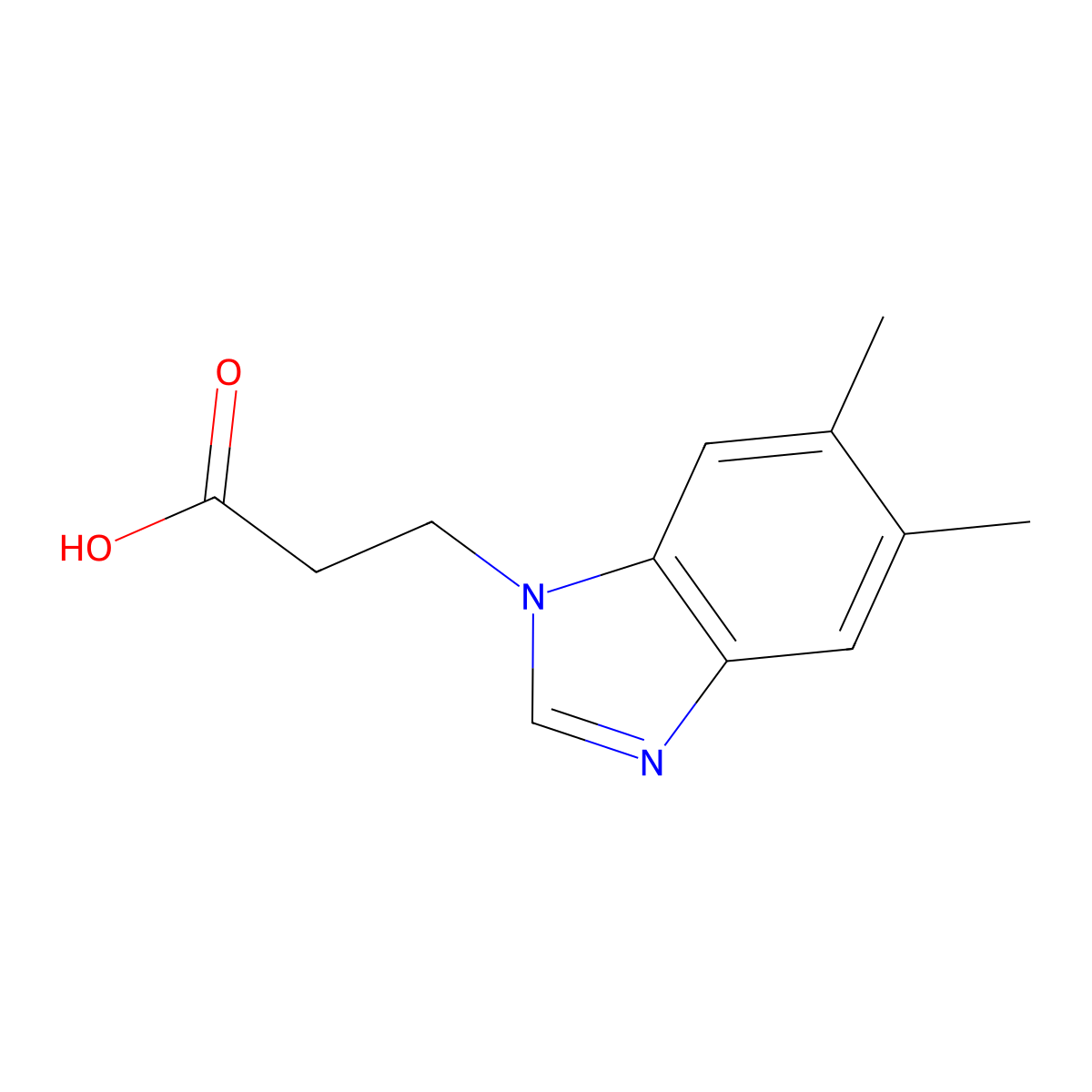 3-(5,6-Dimethyl-benzoimidazol-1-yl)-propionic acid molecular structure, CAS 6123-82-6