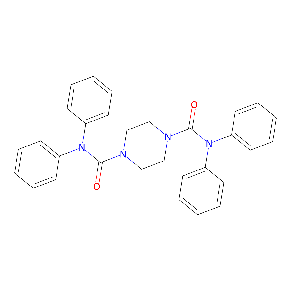 N,N,N',N'-tetraphenylpiperazine-1,4-dicarboxamide molecular structure, CAS 6123-93-9
