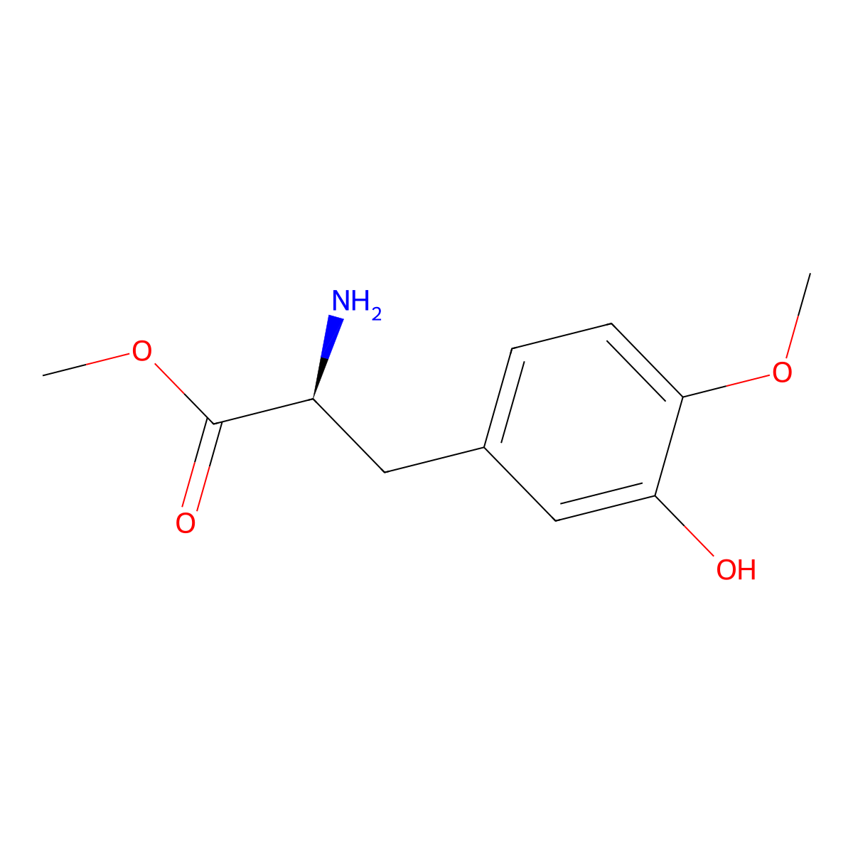 methyl (2S)-2-amino-3-(3-hydroxy-4-methoxyphenyl)propanoate molecular structure, CAS 61237-24-9