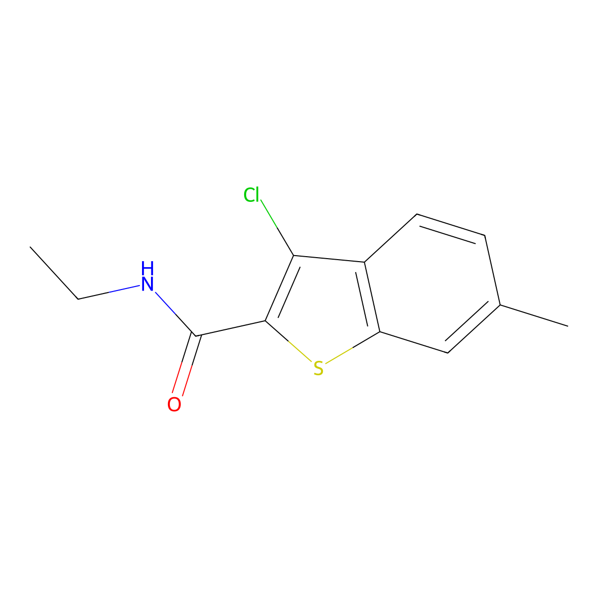 3-chloro-N-ethyl-6-methyl-1-benzothiophene-2-carboxamide molecular structure, CAS 6124-48-7