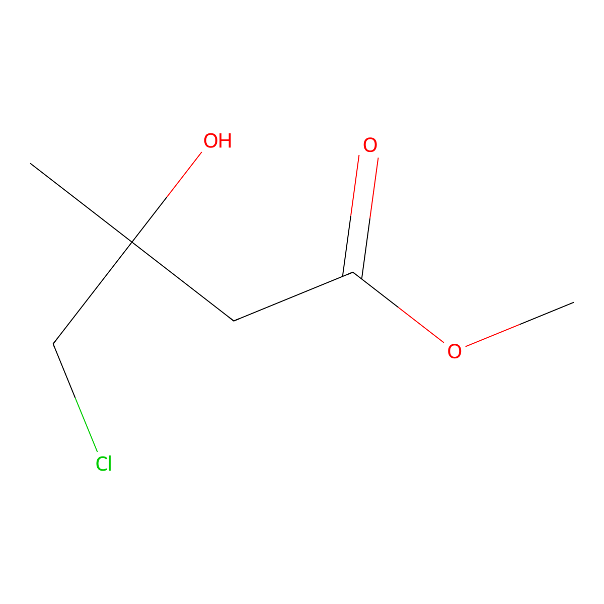 Methyl 4-chloro-3-hydroxy-3-methylbutanoate molecular structure, CAS 6124-72-7