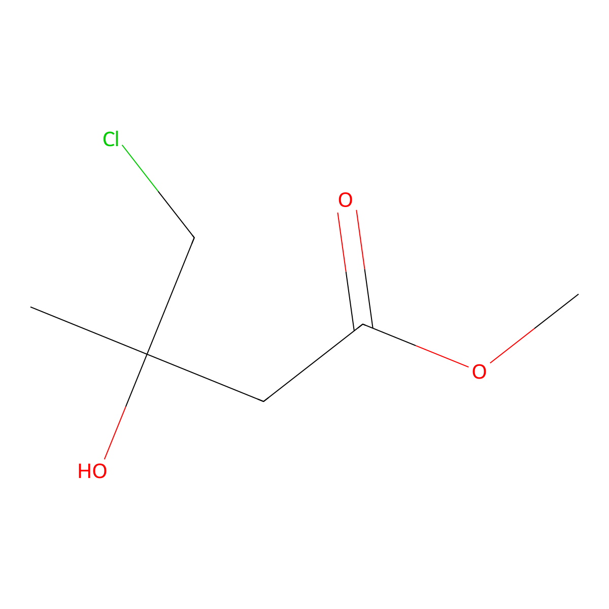Methyl 4-chloro-3-hydroxy-3-methylbutanoate molecular structure, CAS 6124-72-7