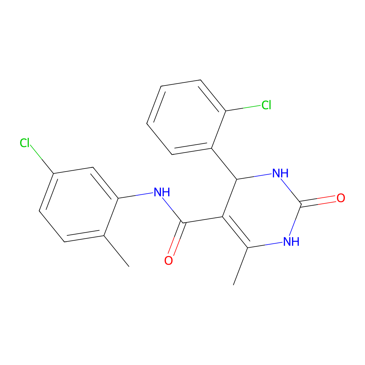 N-(5-chloro-2-methylphenyl)-4-(2-chlorophenyl)-6-methyl-2-oxo-3,4-dihydro-1H-pyrimidine-5-carboxamide molecular structure, CAS 6124-95-4