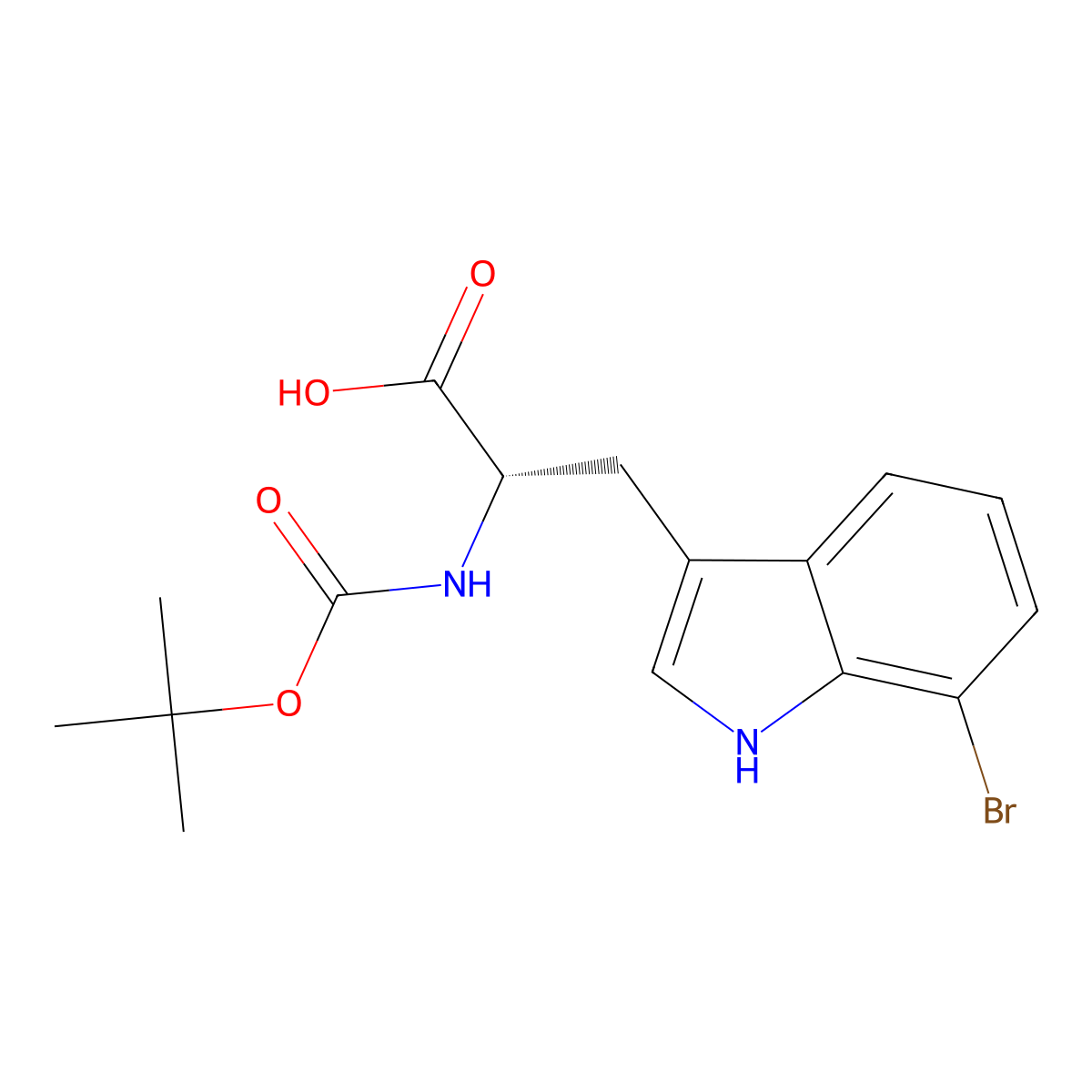 (S)-3-(7-Bromo-1H-indol-3-yl)-2-((tert-butoxycarbonyl)amino)propanoic acid molecular structure, CAS 612484-55-6