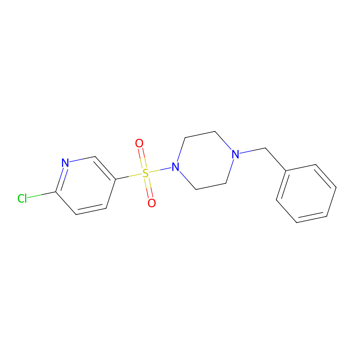 1-Benzyl-4-[(6-chloropyridine-3-yl)sulfonyl]piperazine molecular structure, CAS 612487-50-0