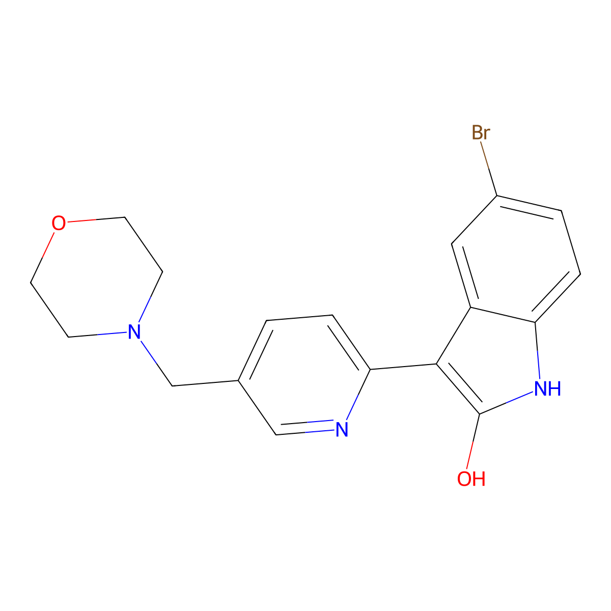 1H-Indol-2-OL, 5-bromo-3-[5-(4-morpholinylmethyl)-2-pyridinyl]- molecular structure, CAS 612488-09-2