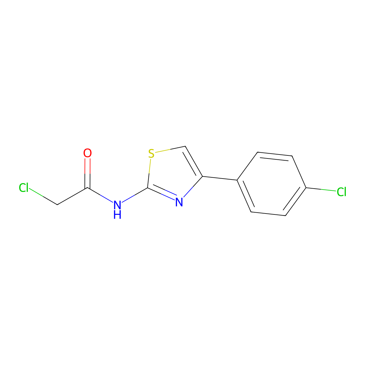 2-chloro-N-[4-(4-chlorophenyl)-1,3-thiazol-2-yl]acetamide molecular structure, CAS 6125-31-1