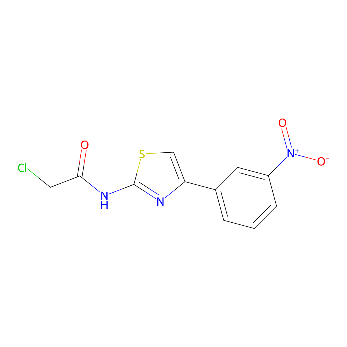 2-chloro-N-[4-(3-nitrophenyl)-1,3-thiazol-2-yl]acetamide molecular structure, CAS 6125-33-3