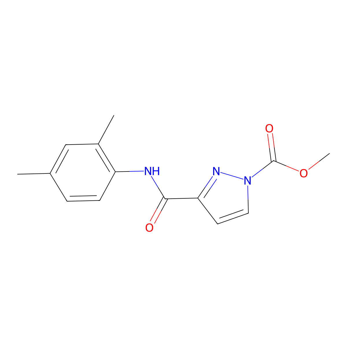 Methyl 3-[(2,4-dimethylphenyl)carbamoyl]pyrazole-1-carboxylate molecular structure, CAS 6125-75-3