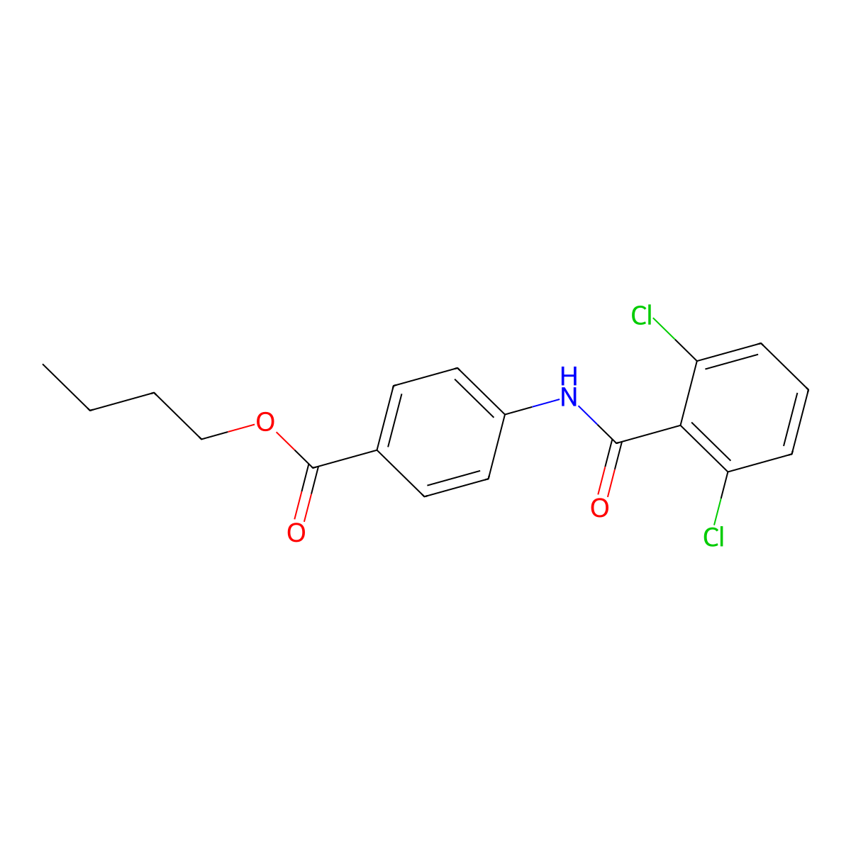 Butyl 4-[(2,6-dichlorobenzoyl)amino]benzoate molecular structure, CAS 6125-94-6