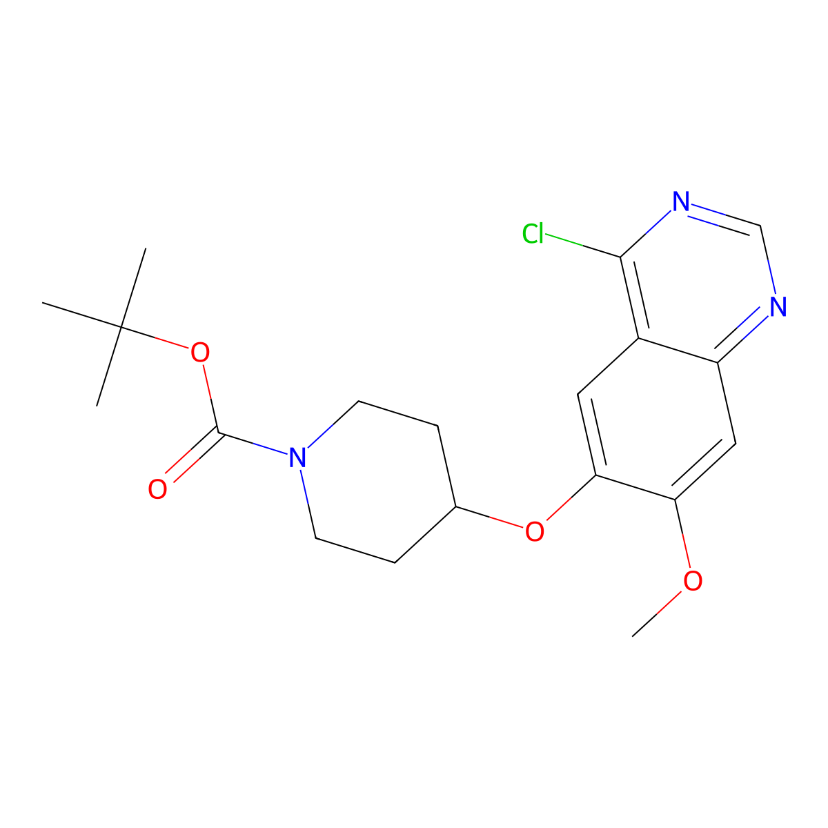 Tert-butyl 4-[(4-chloro-7-methoxyquinazolin-6-yl)oxy]piperidine-1-carboxylate molecular structure, CAS 612501-45-8