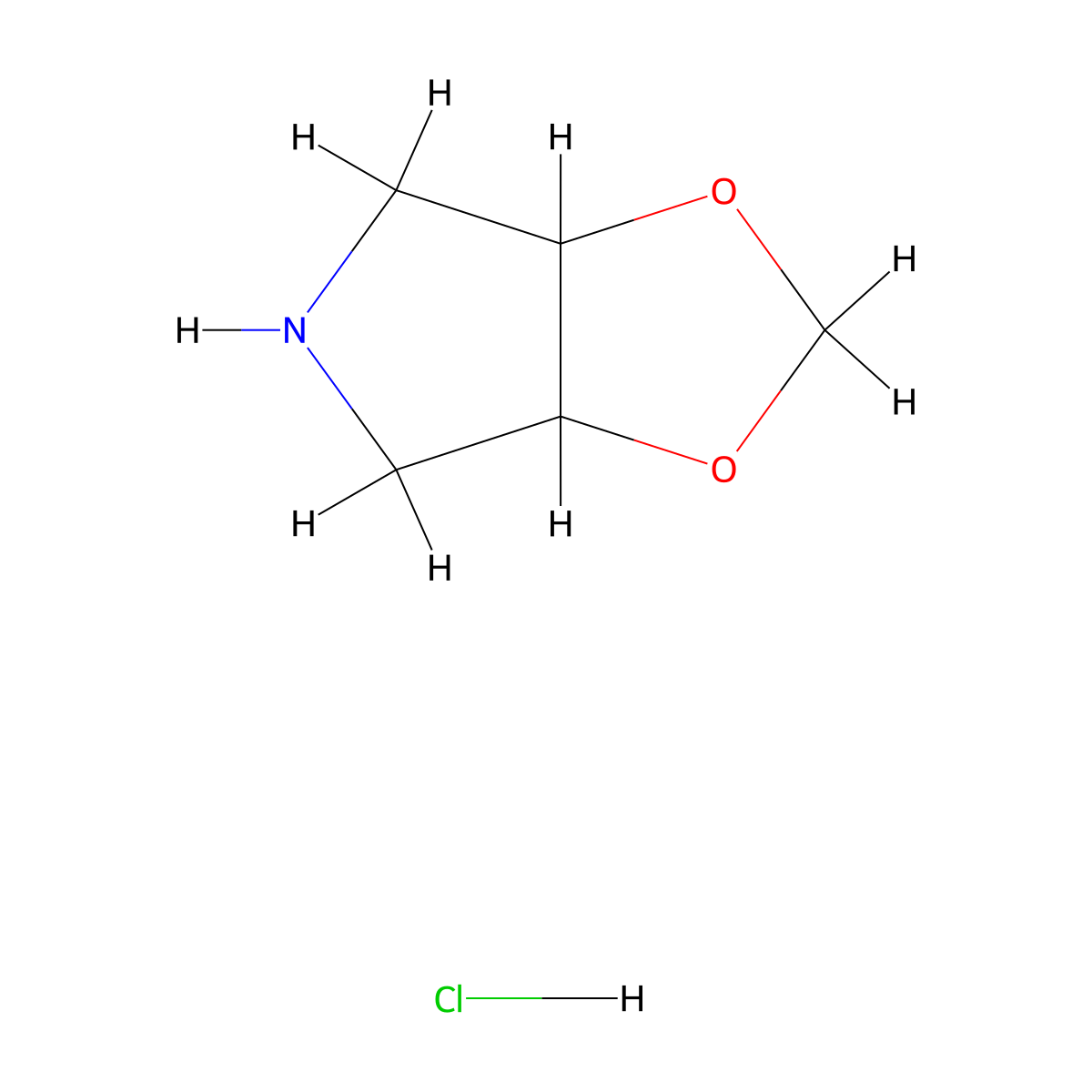 Tetrahydro-4H-1,3-dioxolo[4,5-C]pyrrole hydrochloride molecular structure, CAS 612501-79-8