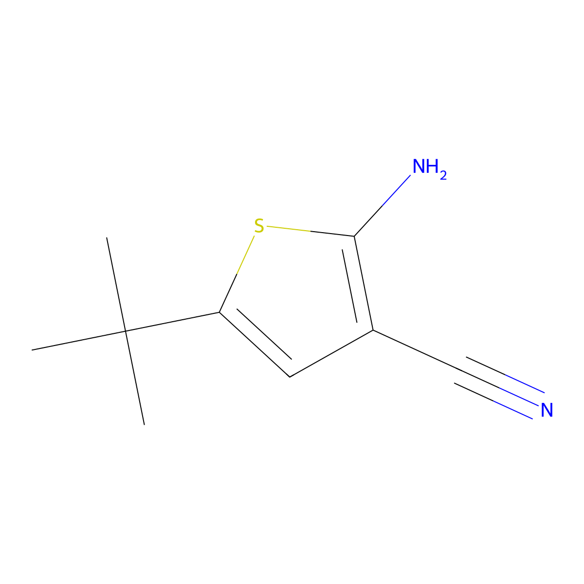 2-Amino-5-tert-butylthiophene-3-carbonitrile molecular structure, CAS 612504-40-2