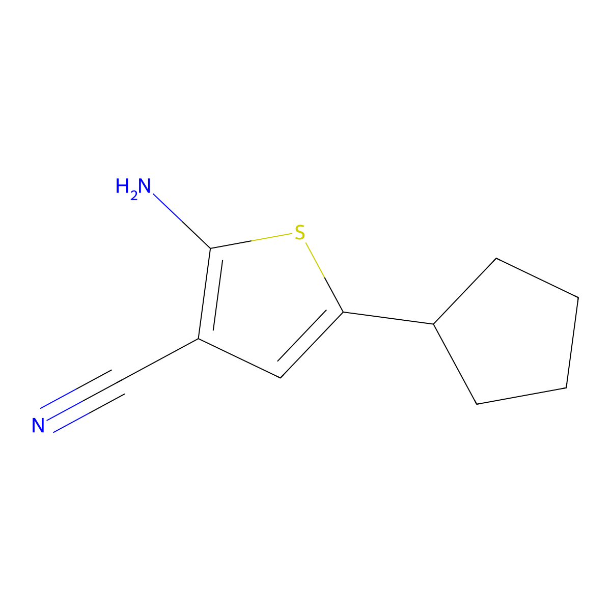 2-Amino-5-cyclopentylthiophene-3-carbonitrile molecular structure, CAS 612504-42-4