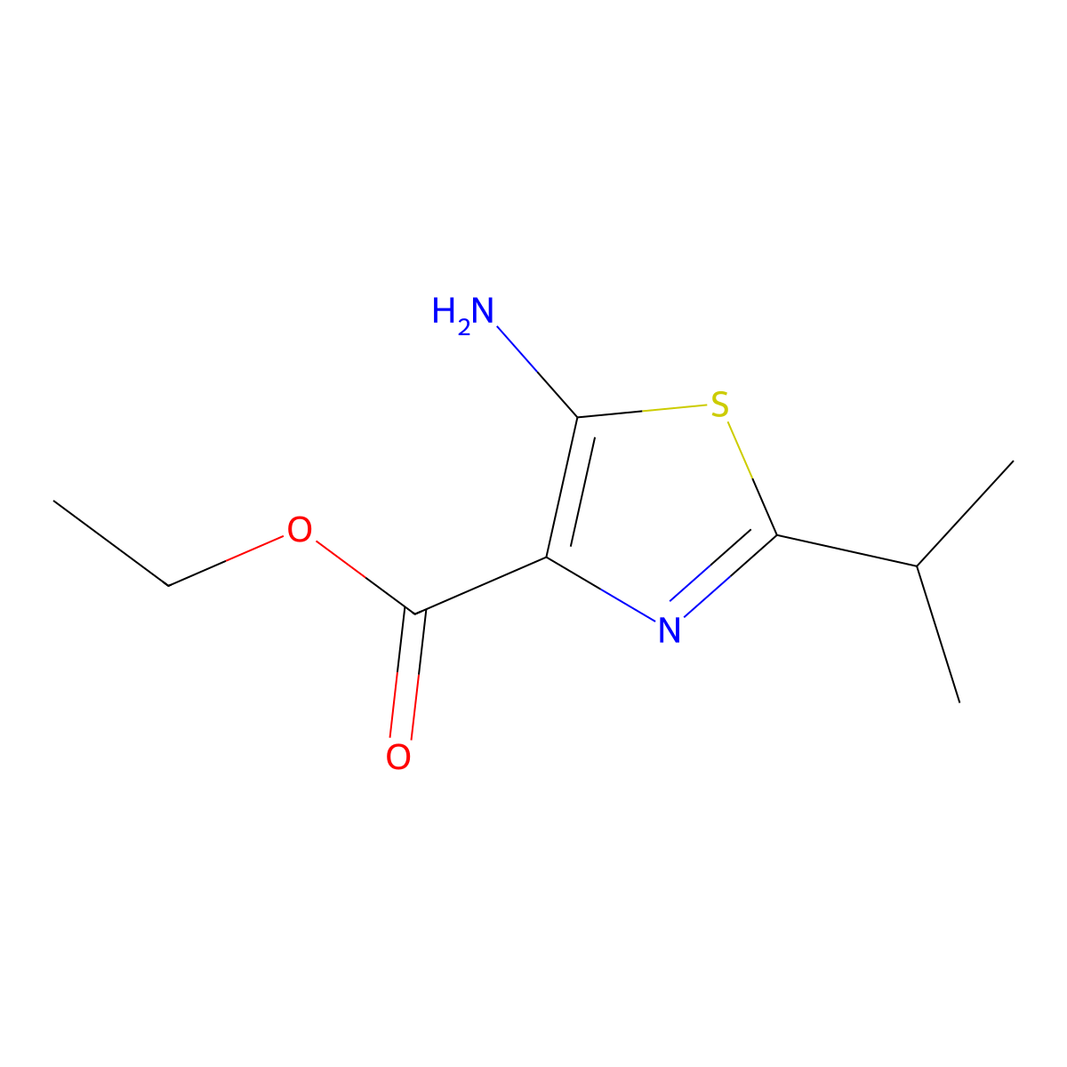 Ethyl 5-amino-2-isopropyl-1,3-thiazole-4-carboxylate molecular structure, CAS 612505-08-5