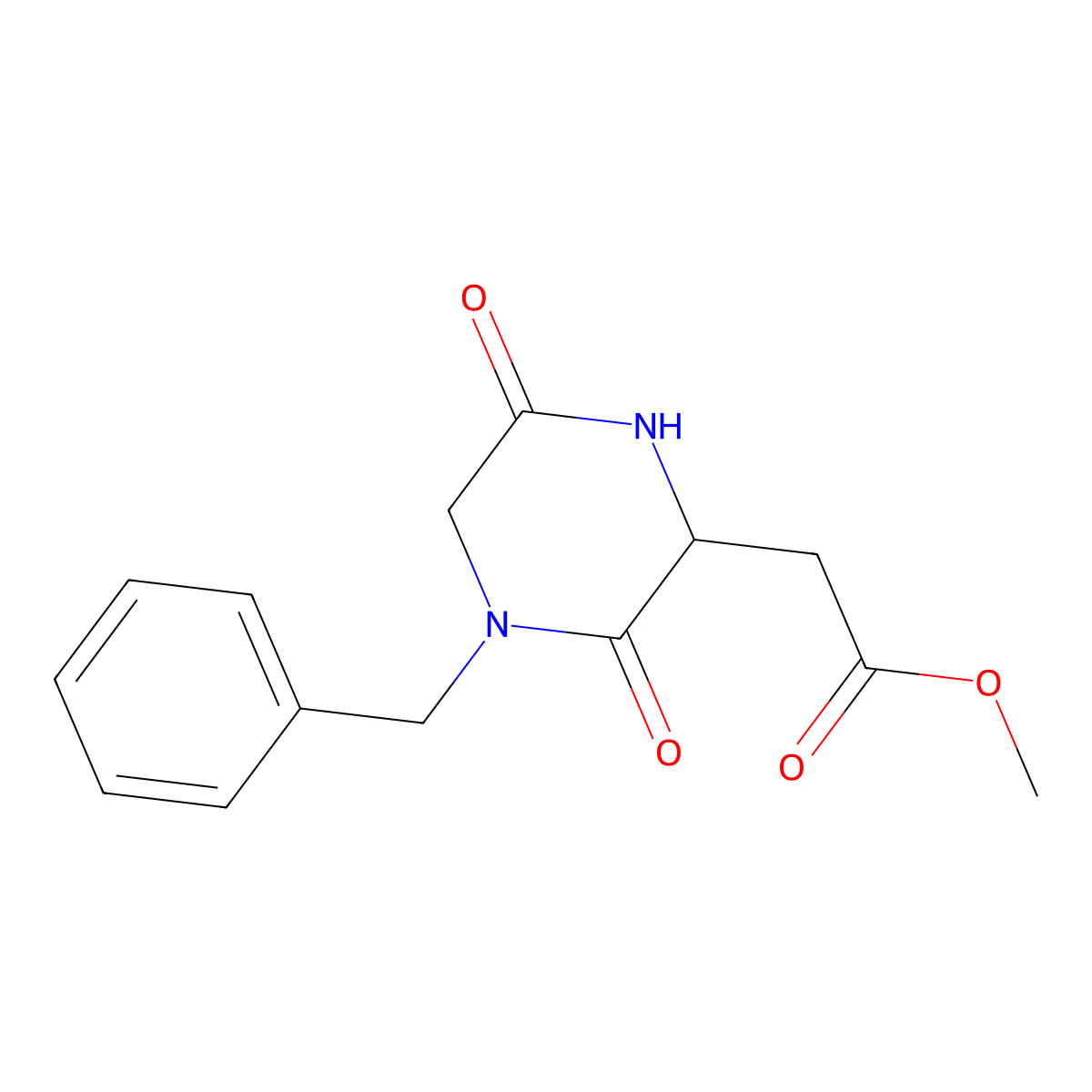 methyl 2-[(2S)-4-benzyl-3,6-dioxopiperazin-2-yl]acetate molecular structure, CAS 612506-99-7