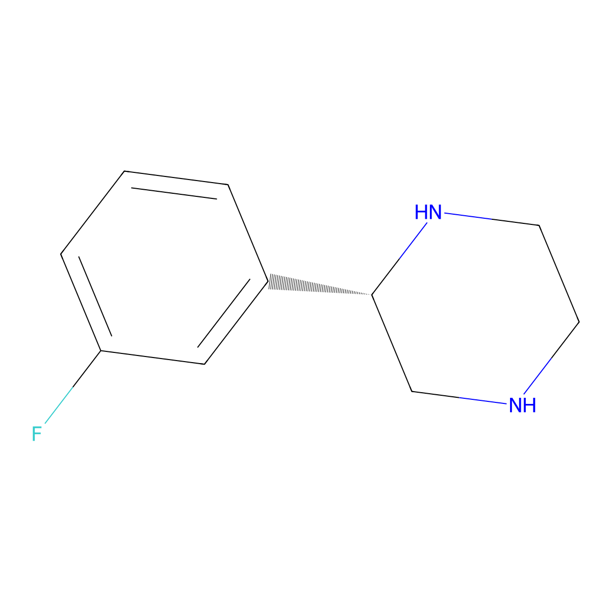 (2S)-2-(3-fluorophenyl)piperazine molecular structure, CAS 612507-30-9