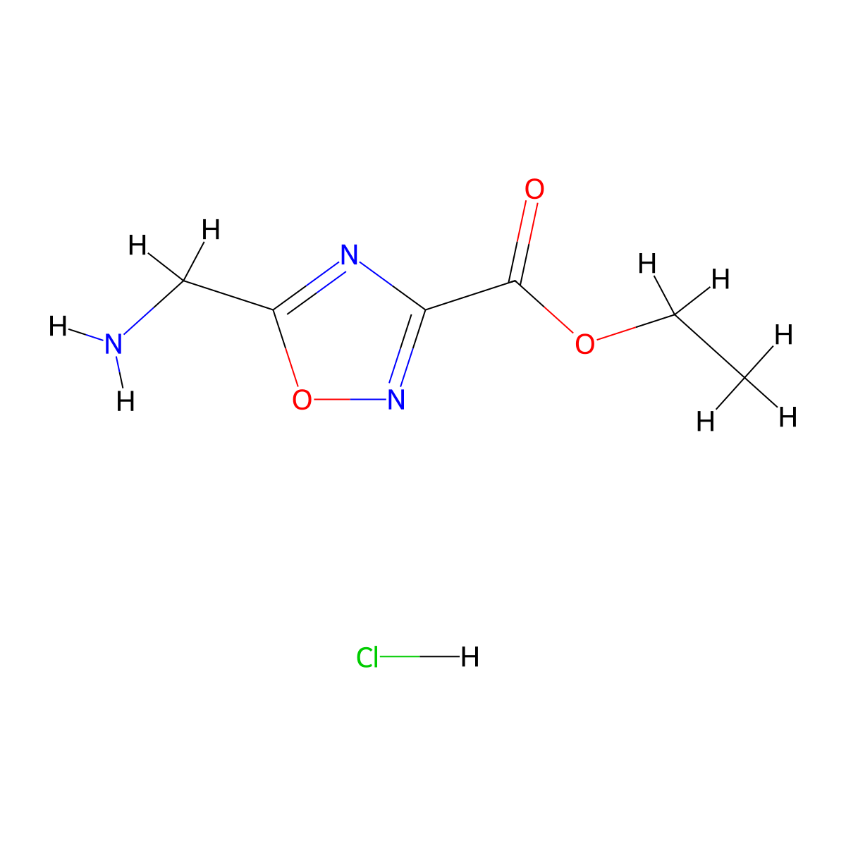 5-Aminomethyl-[1,2,4]oxadiazole-3-carboxylic acid ethyl ester molecular structure, CAS 612511-72-5