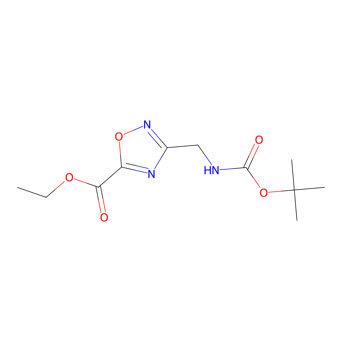Ethyl 3-((tert-butoxycarbonylamino)methyl)-1,2,4-oxadiazole-5-carboxylate molecular structure, CAS 612511-76-9
