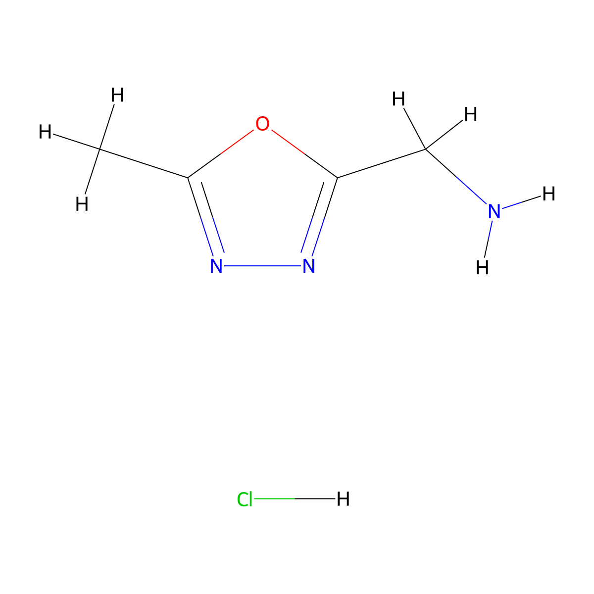 (5-Methyl-1,3,4-oxadiazol-2-yl)methanamine hydrochloride molecular structure, CAS 612511-96-3