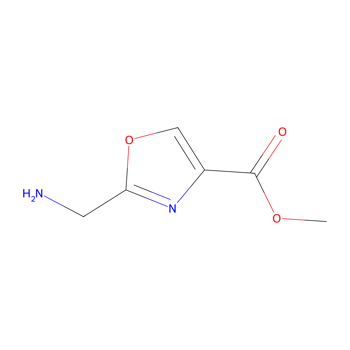 Methyl 2-(aminomethyl)oxazole-4-carboxylate molecular structure, CAS 612512-13-7