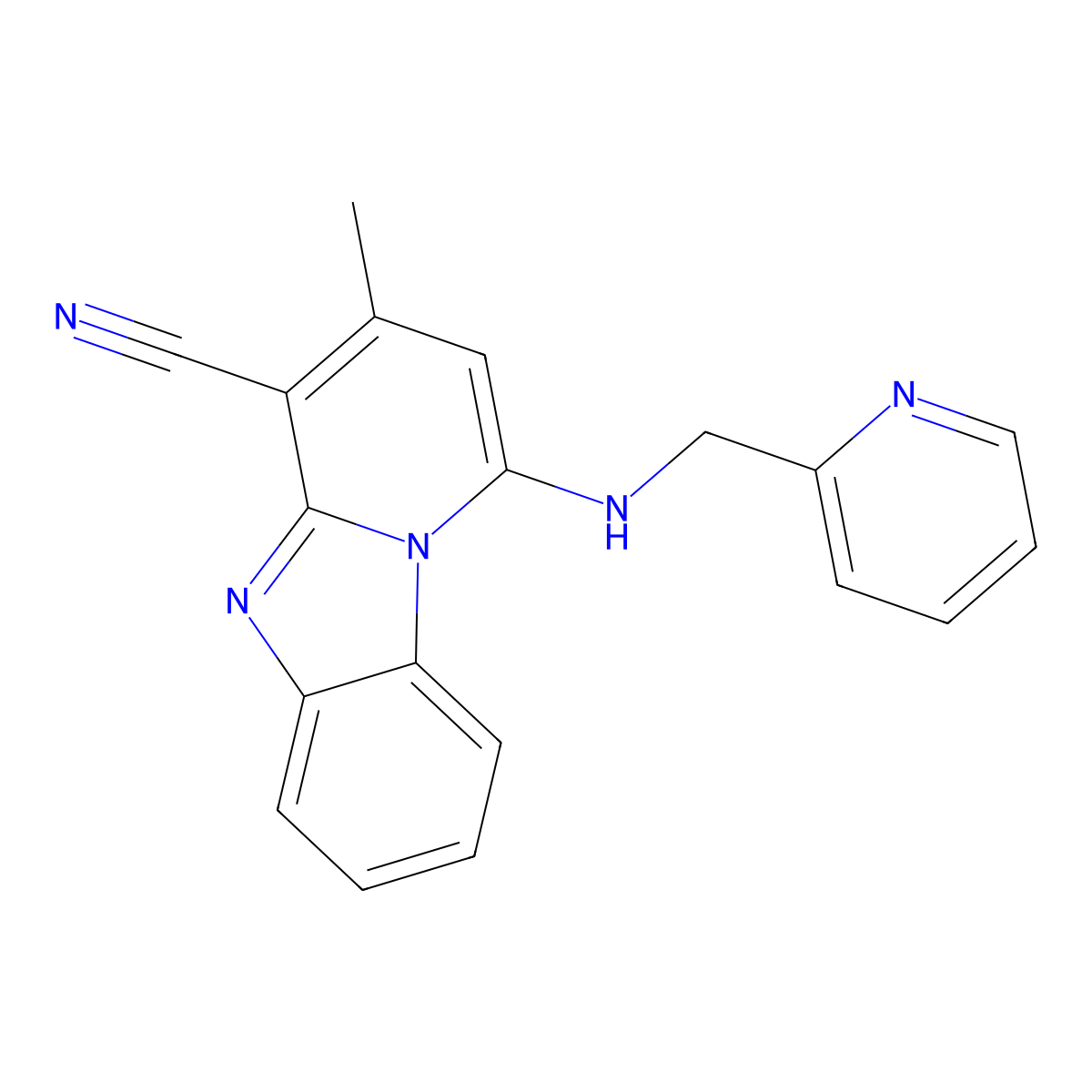 3-Methyl-1-(pyridin-2-ylmethylamino)pyrido[1,2-a]benzimidazole-4-carbonitrile molecular structure, CAS 612522-61-9