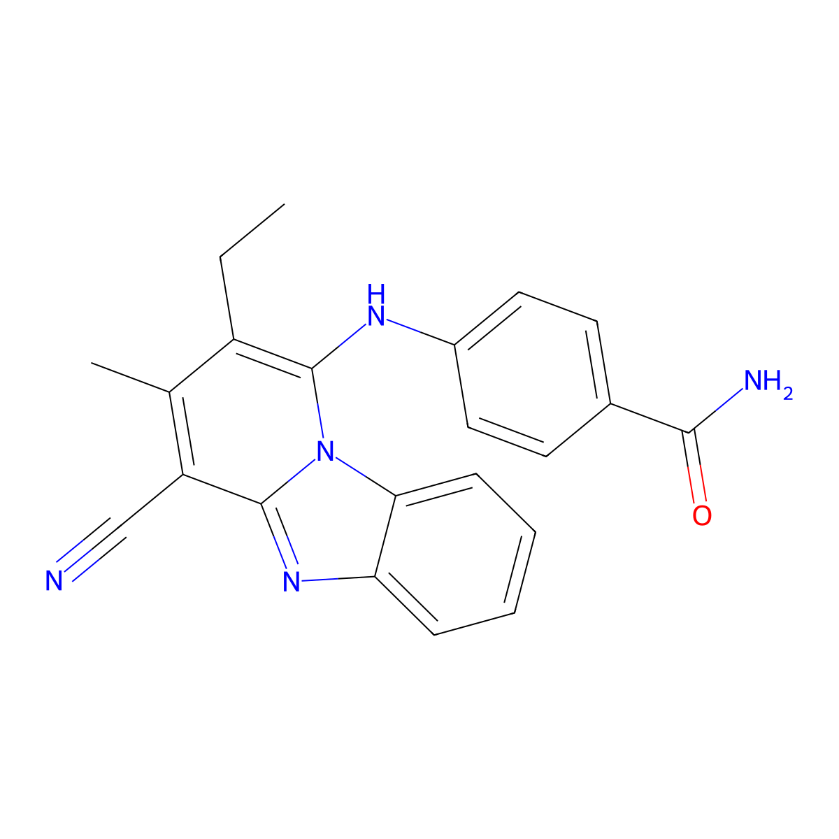 4-[(4-Cyano-2-ethyl-3-methylpyrido[1,2-a]benzimidazol-1-yl)amino]benzamide molecular structure, CAS 612522-75-5