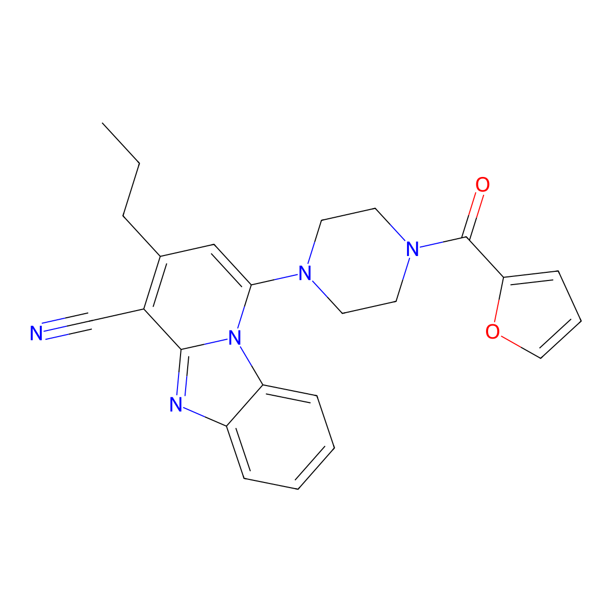 1-[4-(Furan-2-carbonyl)piperazin-1-yl]-3-propylpyrido[1,2-a]benzimidazole-4-carbonitrile molecular structure, CAS 612522-78-8