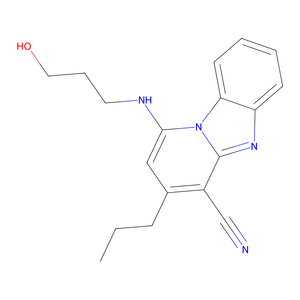 1-(3-Hydroxypropylamino)-3-propylpyrido[1,2-a]benzimidazole-4-carbonitrile molecular structure, CAS 612522-81-3