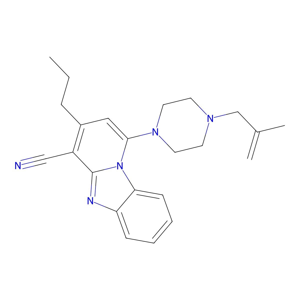 1-[4-(2-Methylprop-2-enyl)piperazin-1-yl]-3-propylpyrido[1,2-a]benzimidazole-4-carbonitrile molecular structure, CAS 612522-83-5