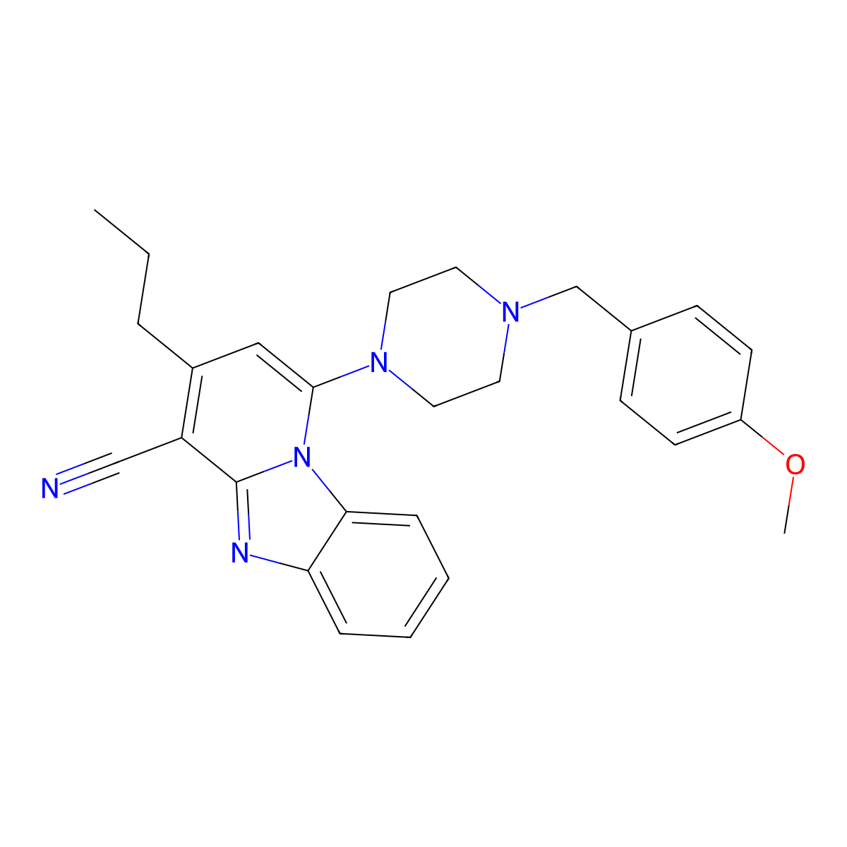 1-[4-(4-Methoxybenzyl)piperazin-1-yl]-3-propylpyrido[1,2-a]benzimidazole-4-carbonitrile molecular structure, CAS 612522-84-6